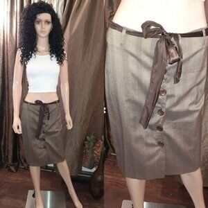 Chocolate Button Down Pencil Skirt